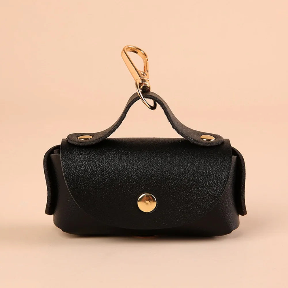Leather Pet Waste Bag Dispenser with Keychain (Multi-Color, Lightweight)