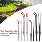 Stainless Steel Pet Feeding Tongs — Rubber-Tipped Tweezers for Reptiles