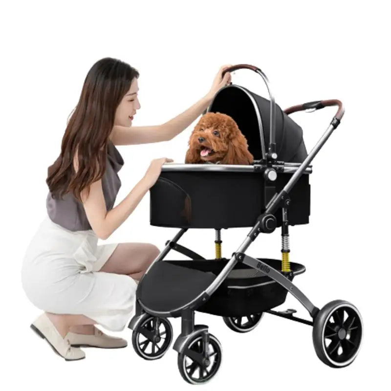 Bello Pet Trolley Stroller for Dogs & Cats — Multi-Function Travel Cart with Carrier Compartment