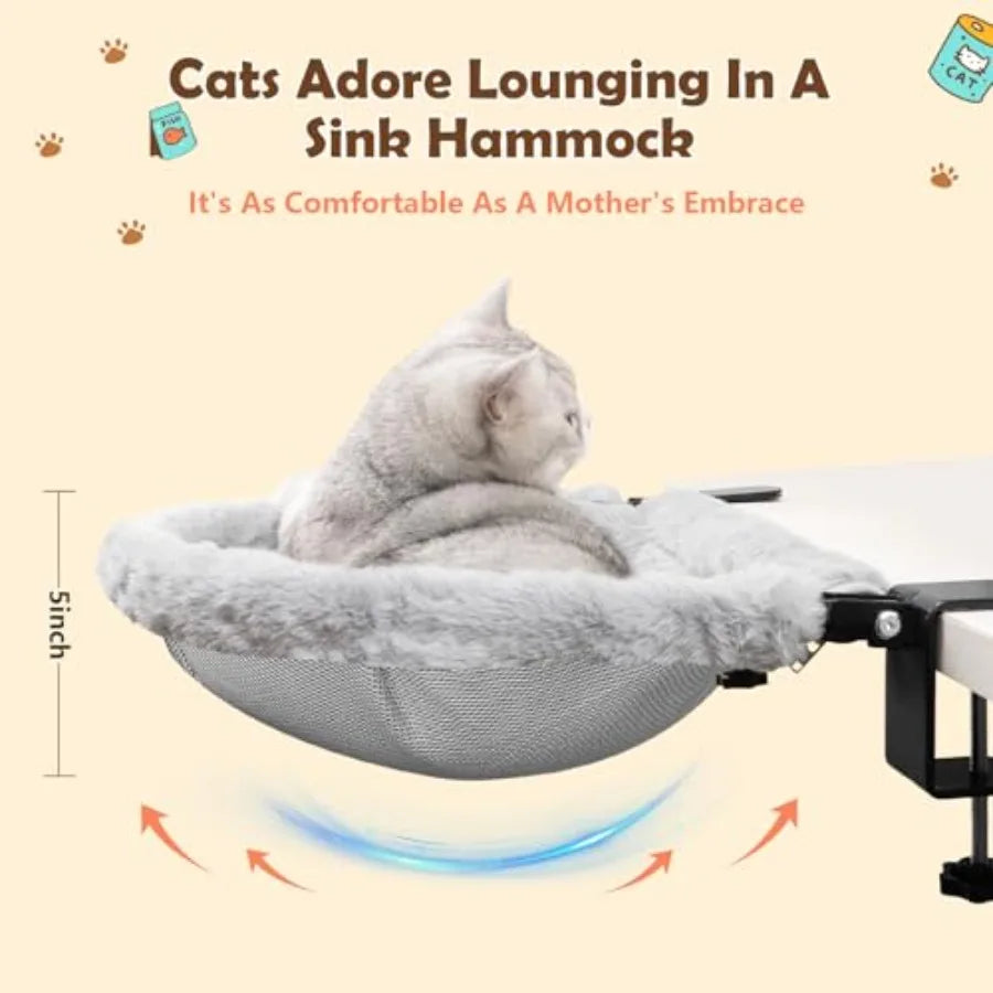 Cat Desk Hammock Bed with Faux Rabbit Fur, 19x15in