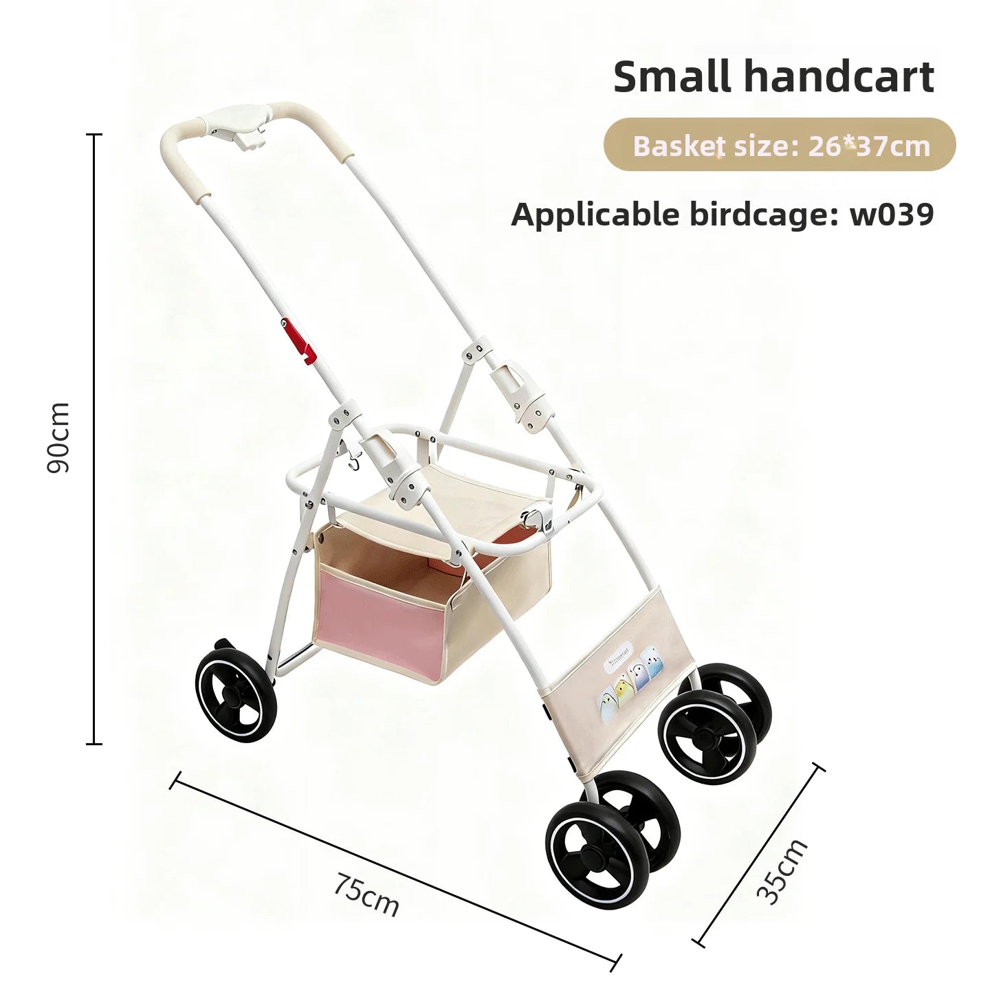 Foldable Lightweight Pet Stroller with Storage Space for Parrots, Dogs & Cats — Portable Outdoor Cart