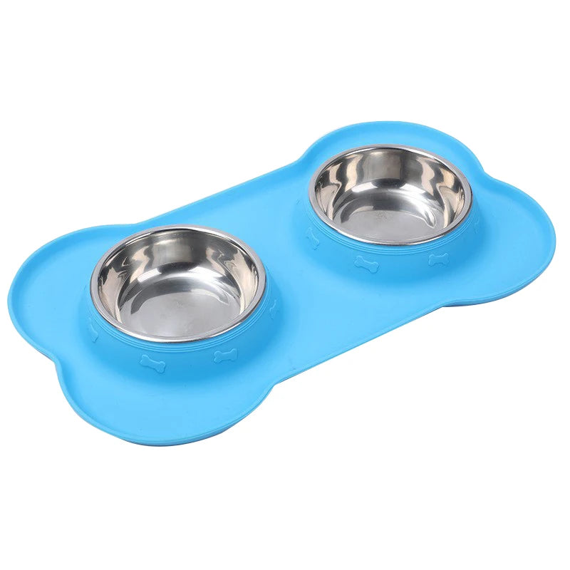 Stainless Steel Double Pet Bowl Set