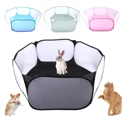 Portable Pet Playpen Tent — Transparent Fold-Flat Exercise Fence