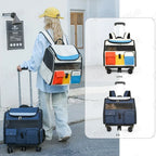 Foldable 2-in-1 Rolling Pet Carrier Backpack with Wheels