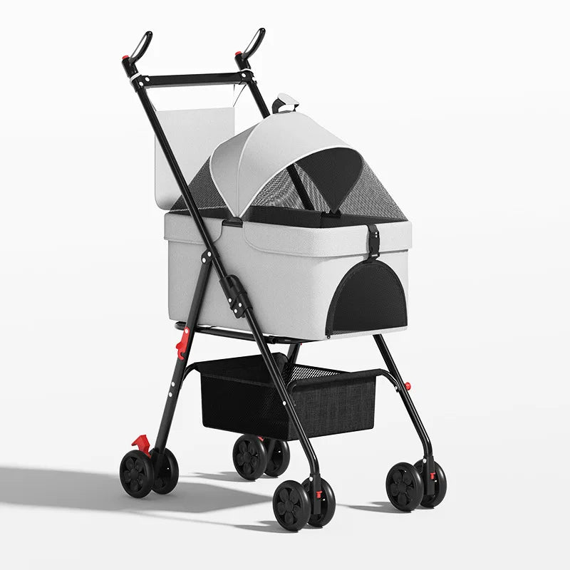 Detachable Lightweight Foldable Pet Cart for Teddy Dogs & Cats — Small Outdoor Going-Out Carrier