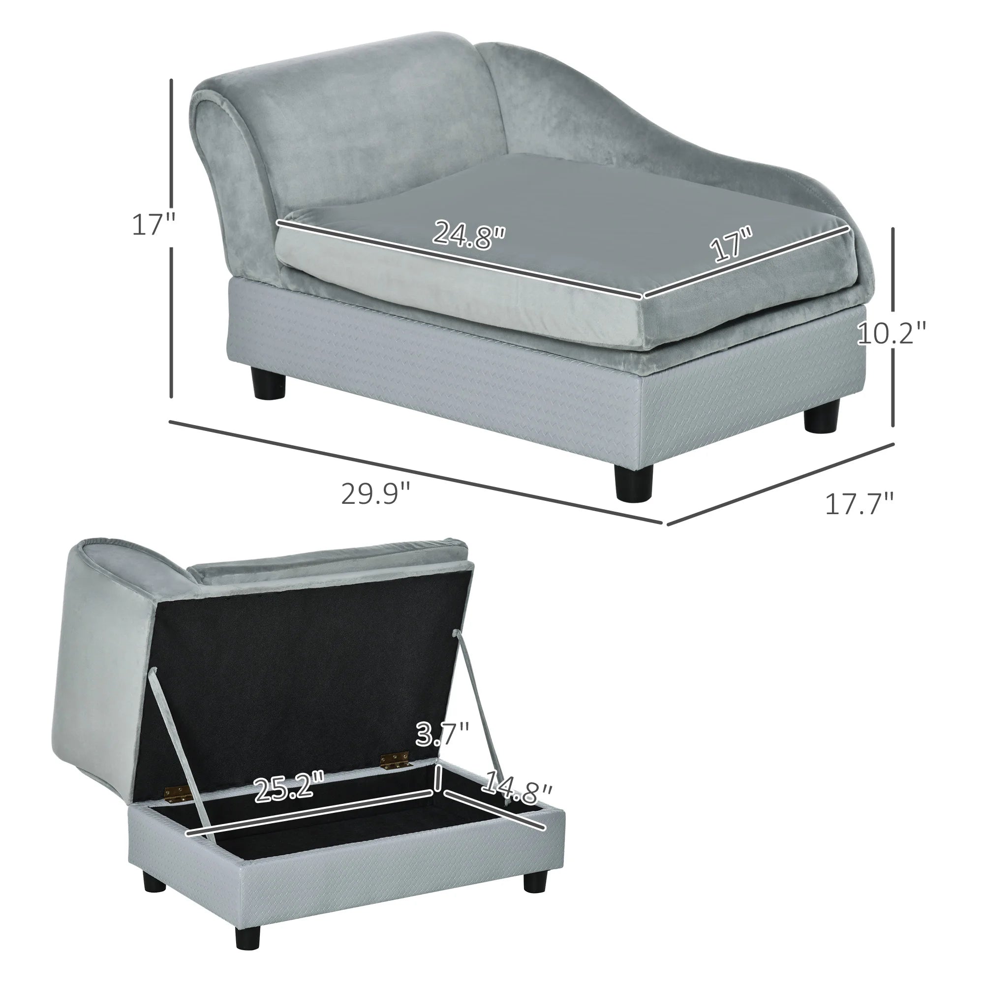 Luxury Dog Sofa Bed with Hidden Storage