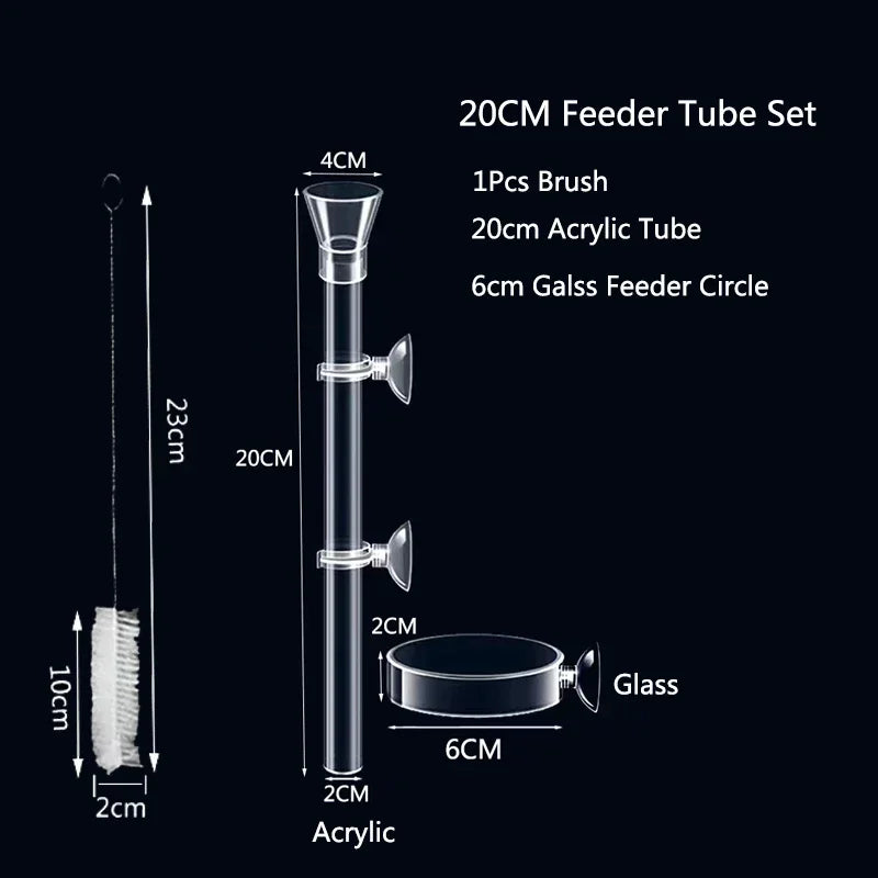 Acrylic Aquarium Shrimp Feeding Dish & Tube (Transparent, Snail & Shrimp)