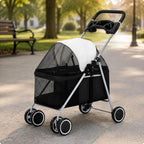 Foldable Twin-Wheel Pet Stroller Carrier for Outdoor Transport