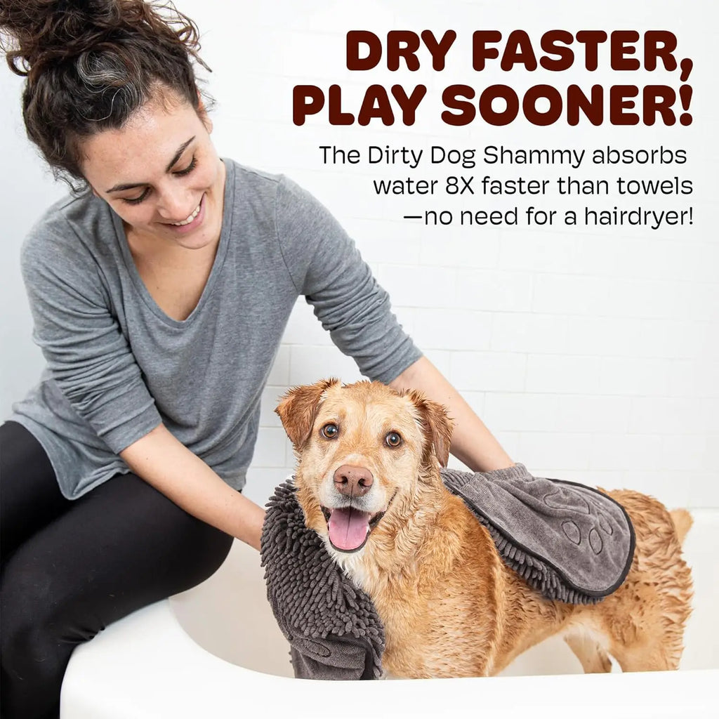 Chenille Pet Absorbent Towel — Quick-Drying Hand-Pocket Design