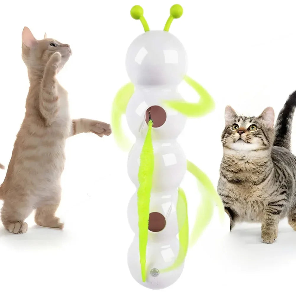 Smart Whack-a-Mole Caterpillar Cat Toy — Motion Sensor Feather Teaser