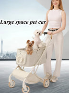 Breathable Convenient-Folding Puppy Stroller for Small & Medium Dogs