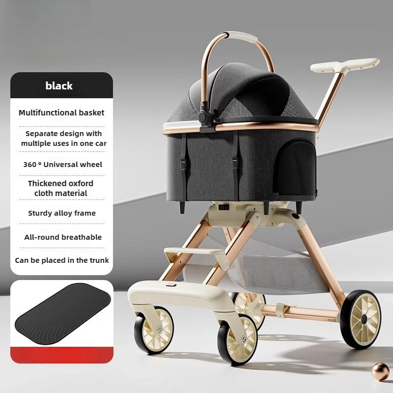 Portable Detachable Foldable Cat & Dog Stroller Cart for Outdoor Travel