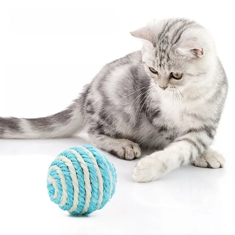 5-Pack Sisal Sphere Cat Toy Balls — Durable Interactive Scratch, Bite & Self-Play Cat Balls