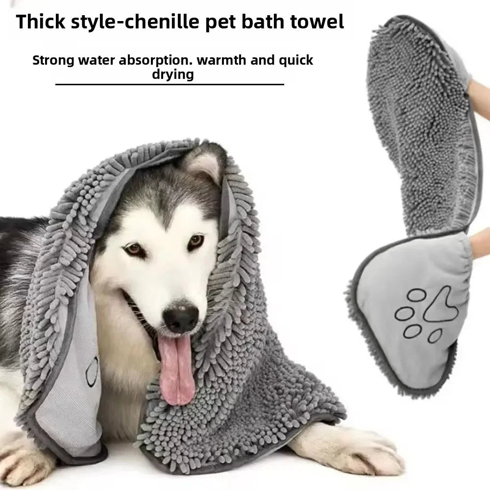 Super Absorbent Pet Bath Towel — Quick-Drying with Hand Pockets