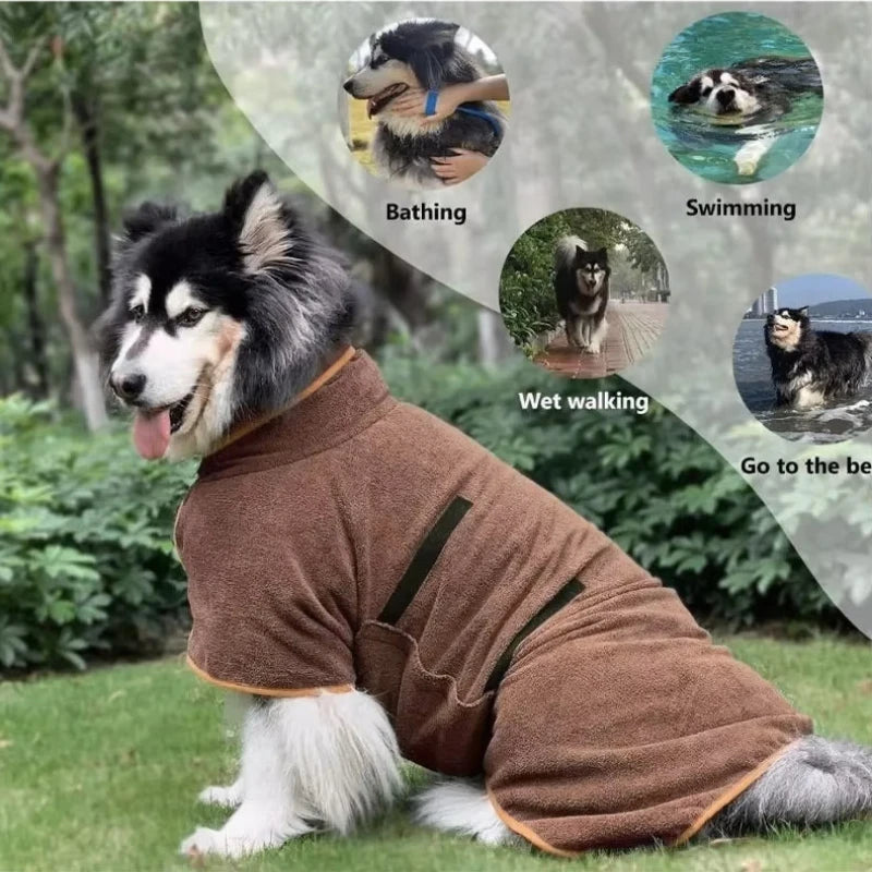 All-Over Wrap Bathrobe Towel for Large Dogs — Quick-Drying & Breathable