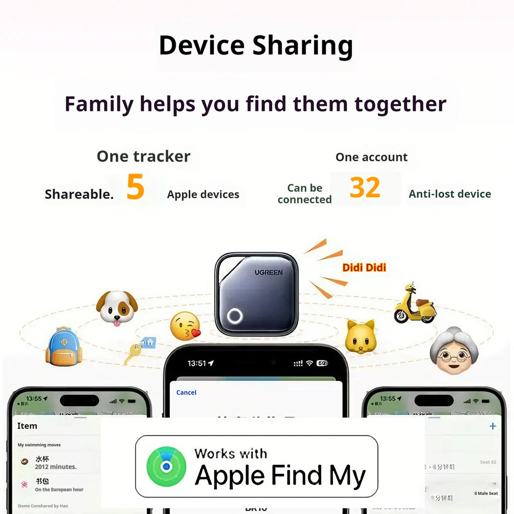UGREEN Smart Bluetooth Tracker - 2-Year Battery, Apple Find My Compatible for iOS
