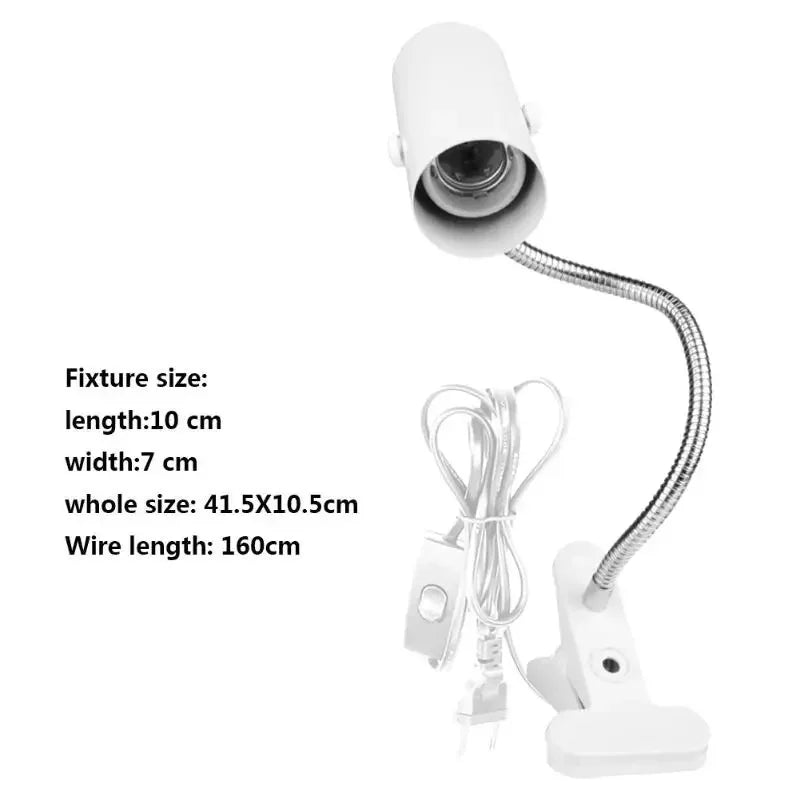 360° Rotating E27 Lamp Holder — Clip-On Reptile Heat & UV Fixture