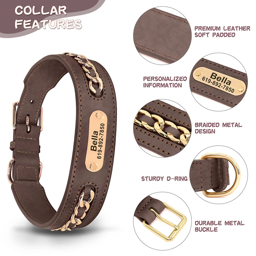 Custom Engraved Leather Dog Collar