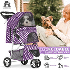 Magshion Foldable 3-Wheel Pet Jogger Stroller with Storage Basket & Cup Holder