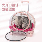 Pet Carrier Universal Wheel Rolling Cat Carrier Clear Trolley Case Large Capacity Pet Carrier Breathable Pet Travel Bag Fashion