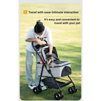 4-Wheel Folding Pet Stroller with Detachable Carrier (3-in-1)