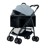 Portable Lightweight Foldable Pet Stroller with Detachable Cat Basket