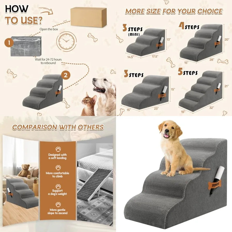 Non-Slip Waterproof Pet Stairs Ramp for Beds & Couches