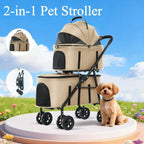 Double Pet Stroller with Detachable Carrier & Braking Wheels up to 30 lbs