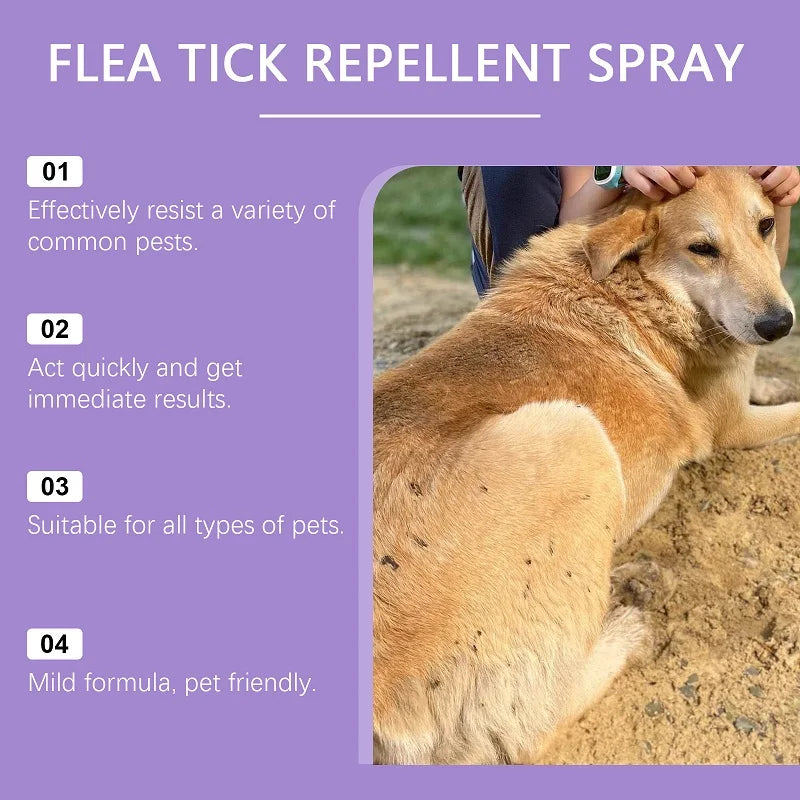 Flea & Tick Repellent Spray for Dogs & Cats — Waterproof Lemon & Lavender Formula