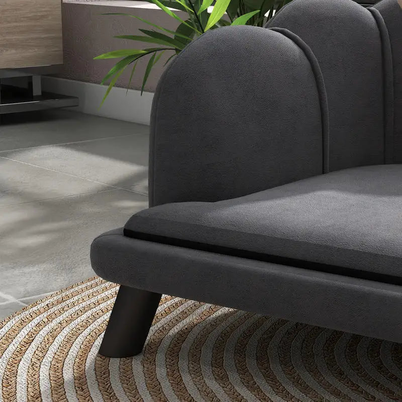 Pearl Design Pet Sofa with Solid Wood Legs, Charcoal Gray