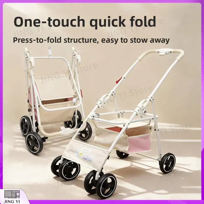 Foldable Lightweight Pet Stroller with Storage Space for Parrots, Dogs & Cats — Portable Outdoor Cart