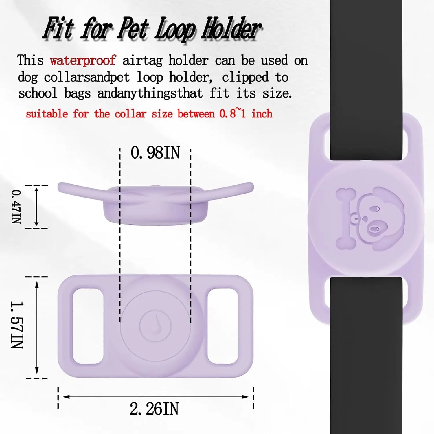 Waterproof AirTag Collar Holder 2-Pack - Hidden Loop Design for Dogs