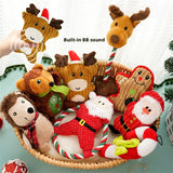 Christmas Santa Plush Squeaky Dog Toy (Chew Rope Toy)