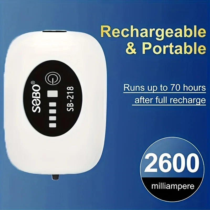 Rechargeable 4800mAh USB Aquarium Air Pump Silent Portable