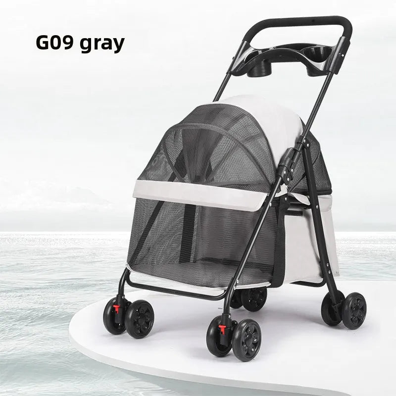 Lightweight Foldable Push Cart Stroller for Small Dogs, Cats & Puppies