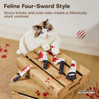 4-Pack Knife-Shaped Catnip Crinkle Toys — Fun Indoor Exercise