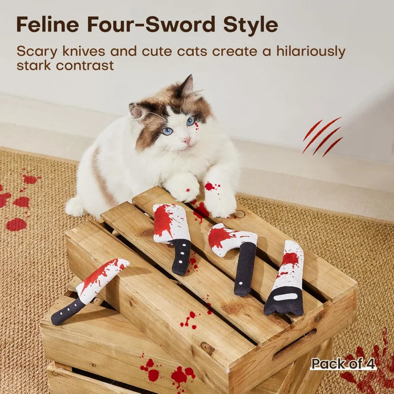4-Pack Knife-Shaped Catnip Crinkle Toys — Fun Indoor Exercise