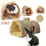 Grass Hideout Tunnel — Natural Woven Hut for Small Pets