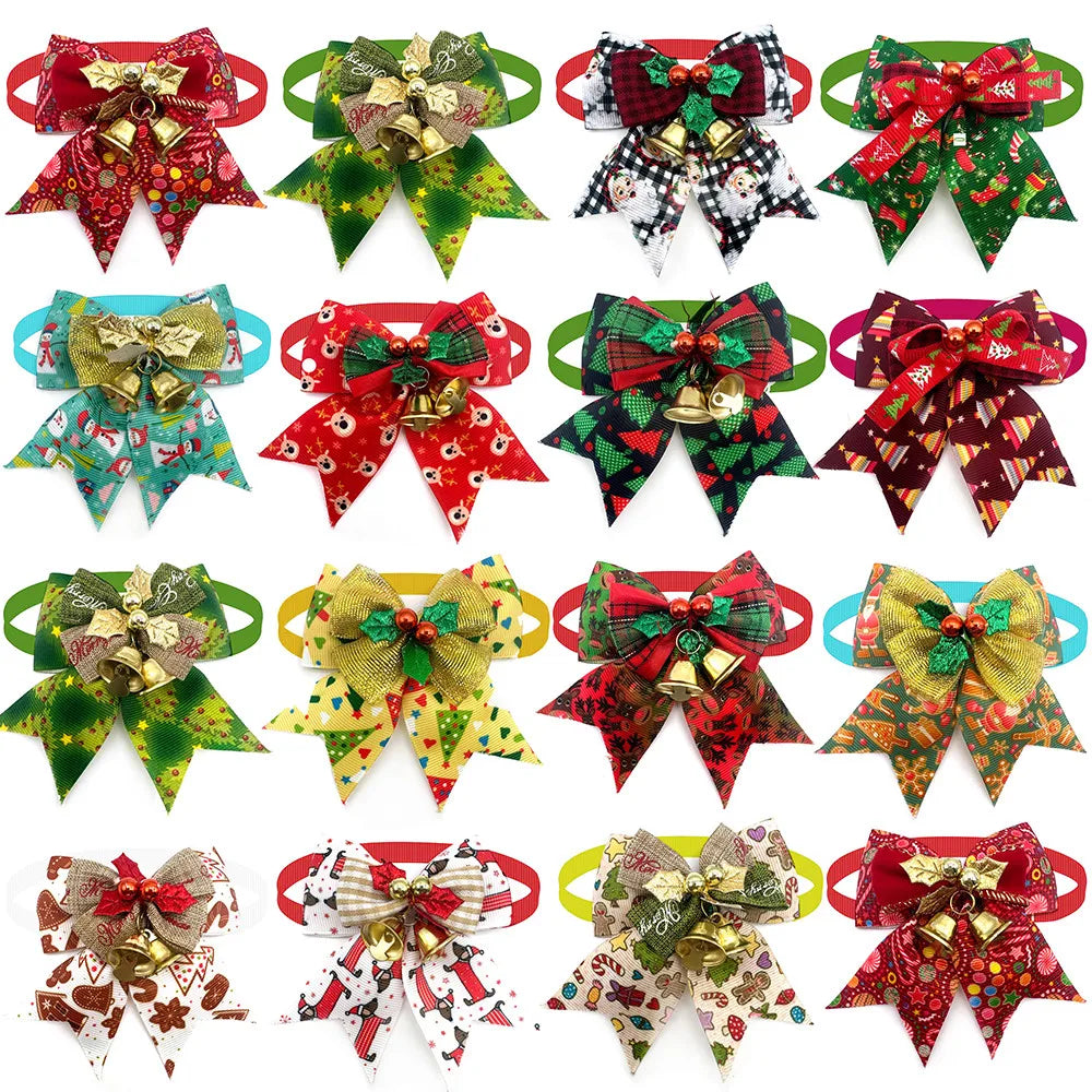 Christmas Dog Bowtie 50-Pack (Snowman & Tree Designs)