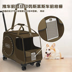Portable Rolling Pet Carrier with Detachable Single-Shoulder Handbag for Small Dogs & Cats
