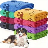 Quick-Dry Paw Print Pet Towel — Soft Absorbent Polyester