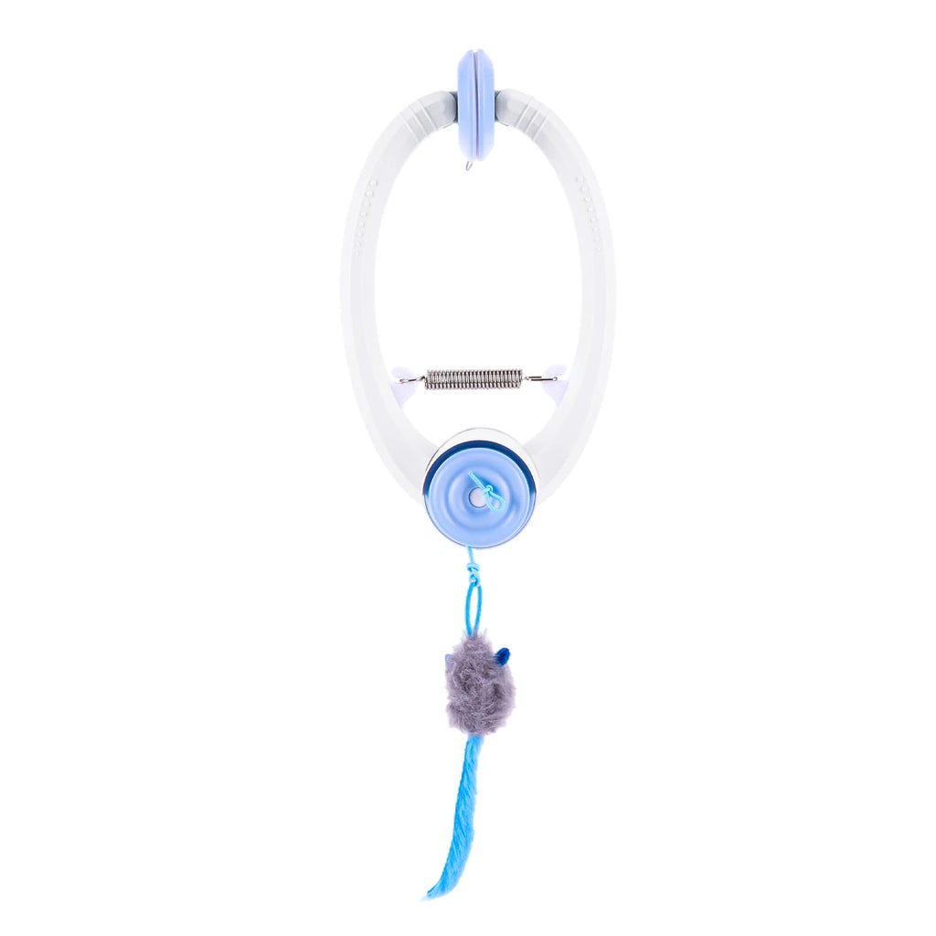 Door-Hanging Auto-Rebound Cat Teaser with 3 Catnip Mice — Retractable Indoor Play Toy