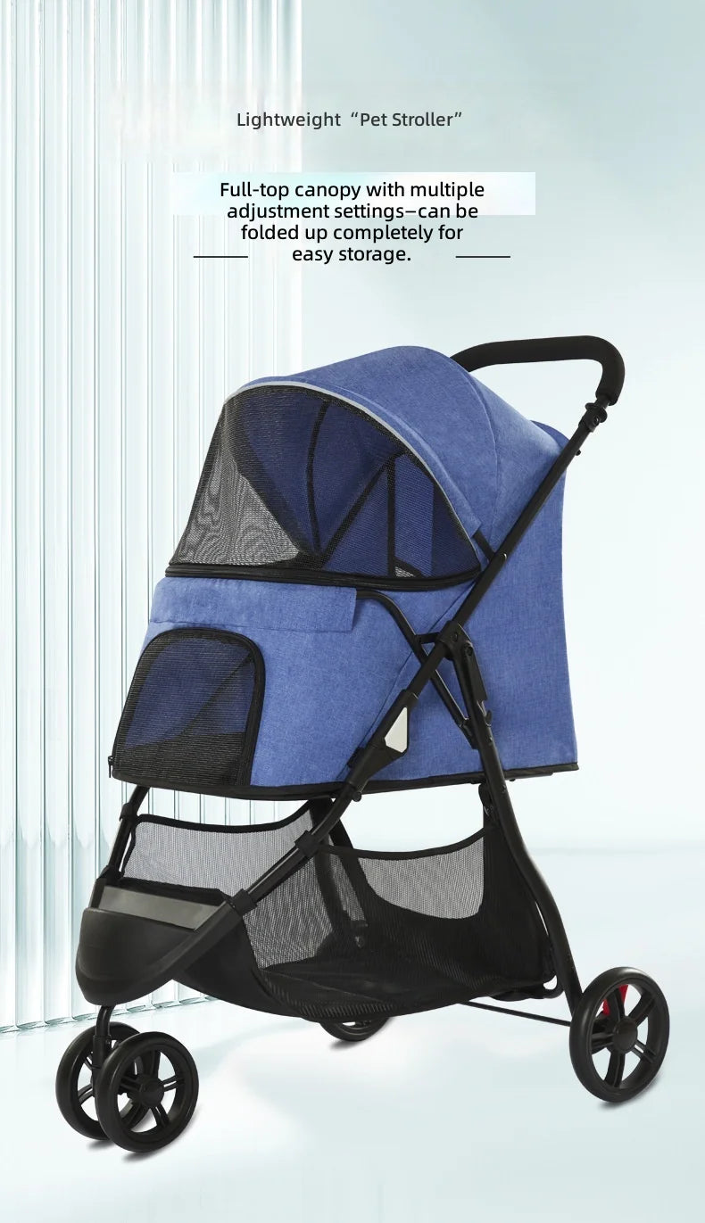Lightweight 3-Wheel Dog & Cat Stroller for Small to Medium Pets