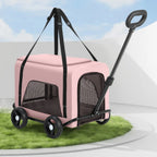 Breathable Mesh Foldable Pet Stroller with Telescoping Handle for Cats