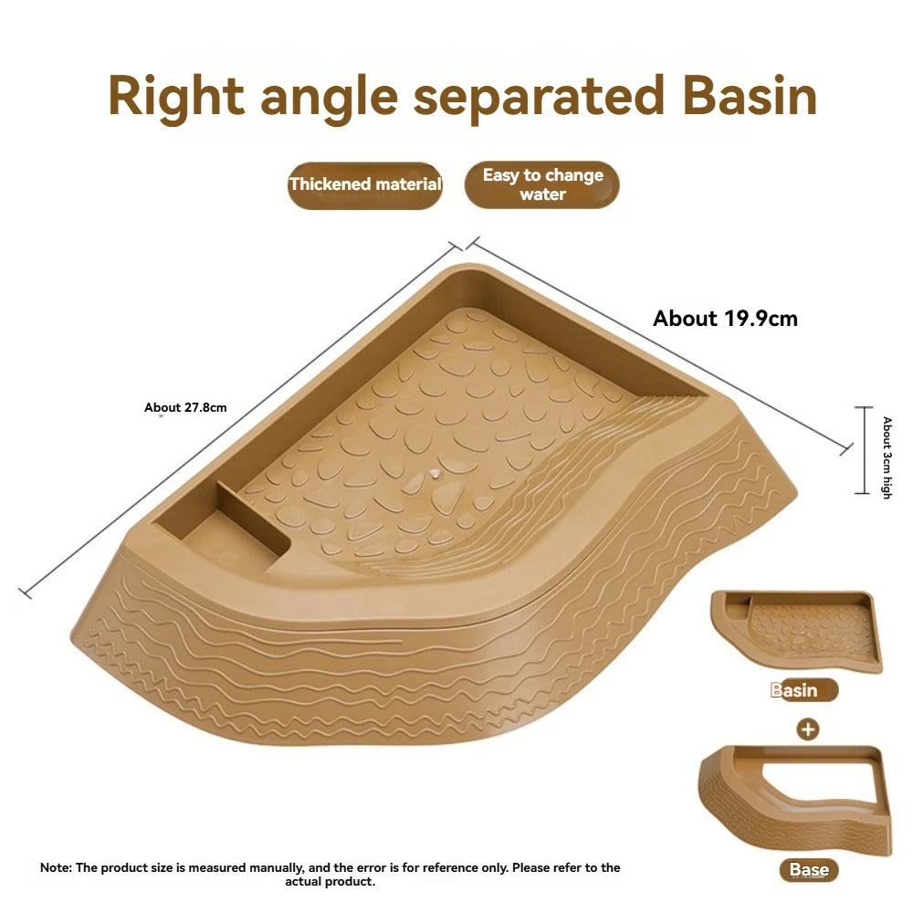 Dual-Use Turtle Bath Basin — Half-Water Habitat & Feeding Box