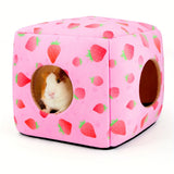Washable Guinea Pig Hideout — Cozy Plush House with Wide Entrances