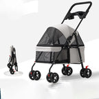 Lightweight Foldable Pet Pushchair Stroller for Small Dogs & Cats up to 15 lbs