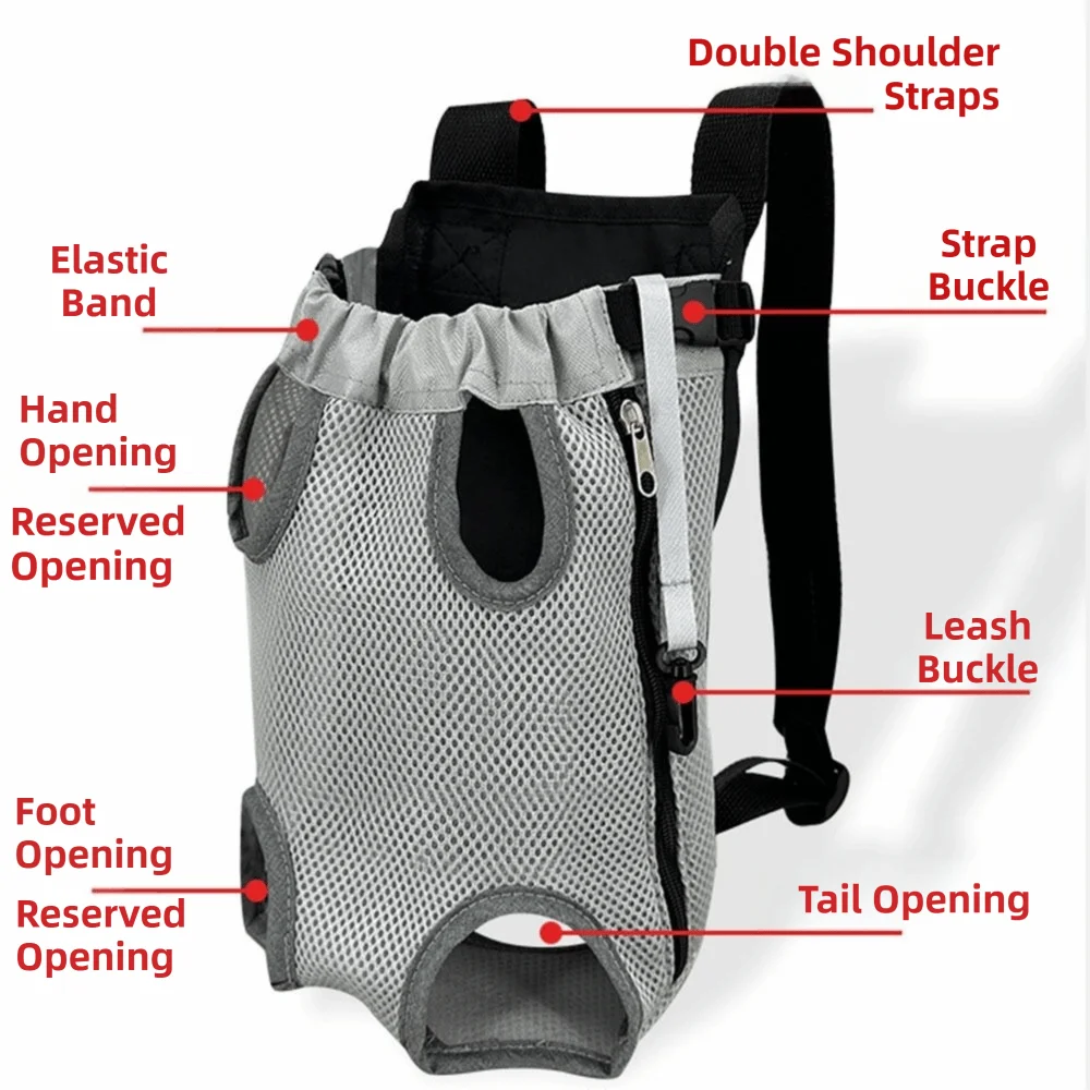 Mesh Double Shoulder Pet Front Backpack (Hands-Free, Lightweight, Breathable)