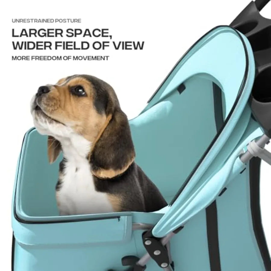 3-Wheel Foldable Double Pet Jogger Stroller for 2 Cats or Dogs up to 30 lbs