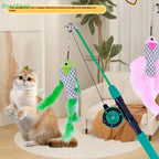 Telescopic Fishing Rod Cat Teaser Wand — Extendable Kitten Play Toy
